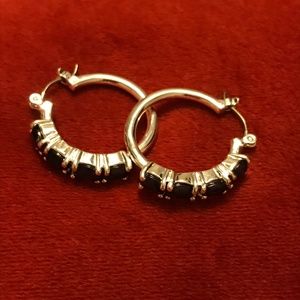 Amethyst rhinestone hoop earrings